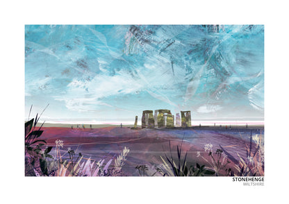Stonehenge art print by Vicki Shortt, the standing stones on Salisbury Plain, Wiltshire