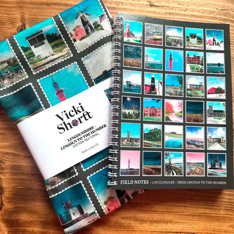A Lincolnshire notepad and tea towel by Vicki Shortt