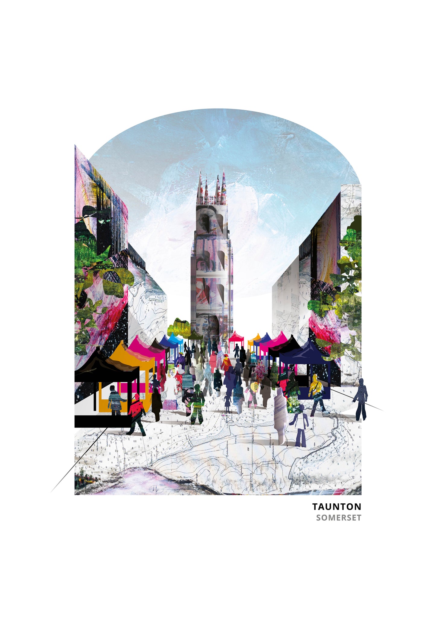 Taunton art print by Vicki Shortt, the county town of Taunton in Somerset