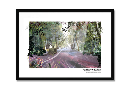 Trans-Pennine Trail art print by Vicki Shortt, the Trans-Pennine Trail at Silkstone Common, South Yorkshire, in a black frame