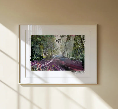 Trans-Pennine Trail art print by Vicki Shortt, the Trans-Pennine Trail at Silkstone Common, South Yorkshire, framed in a room setting