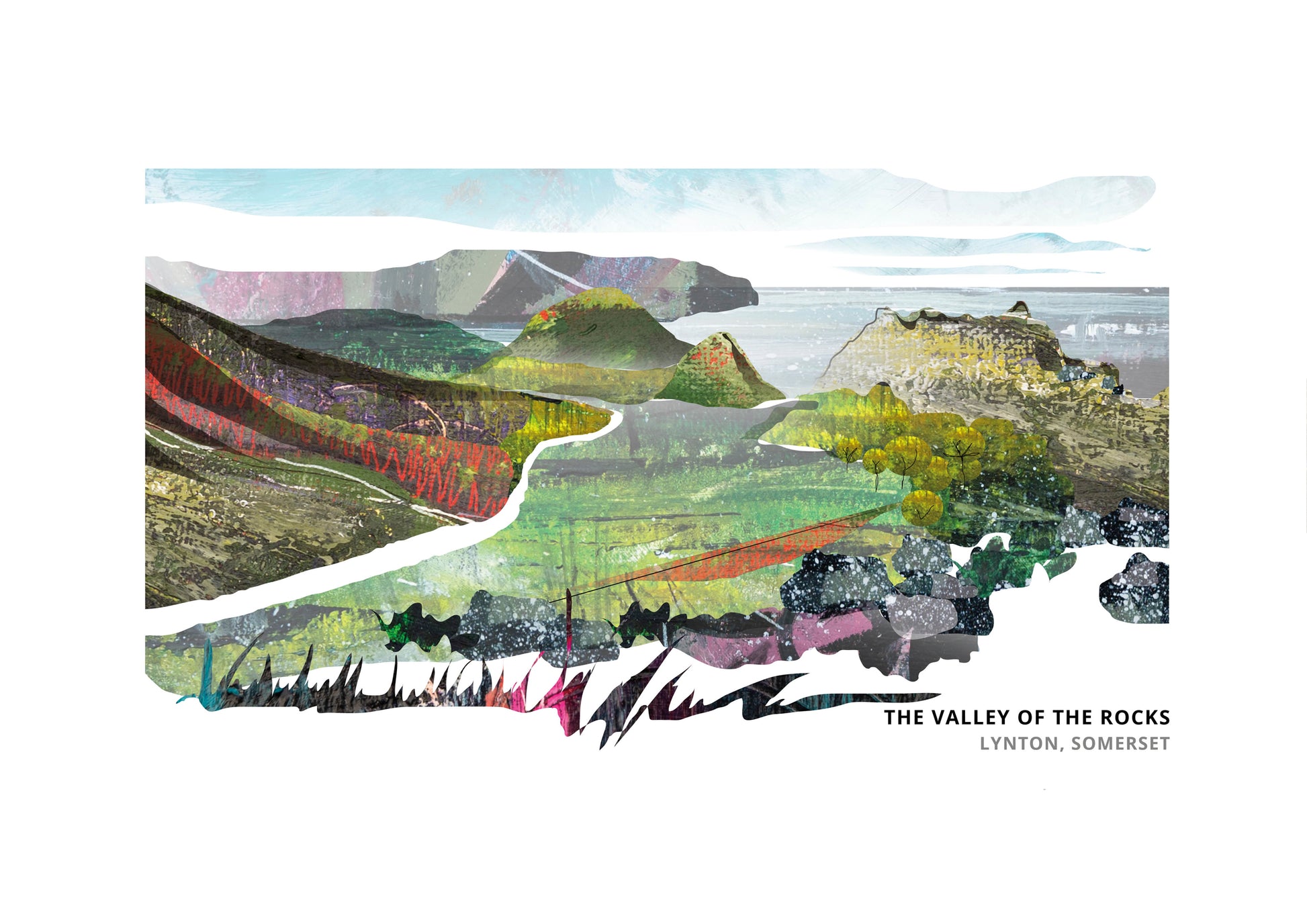 Valley of the Rocks art print by Vicki Shortt, the dry valley and its rock formations near Lynton, Devon