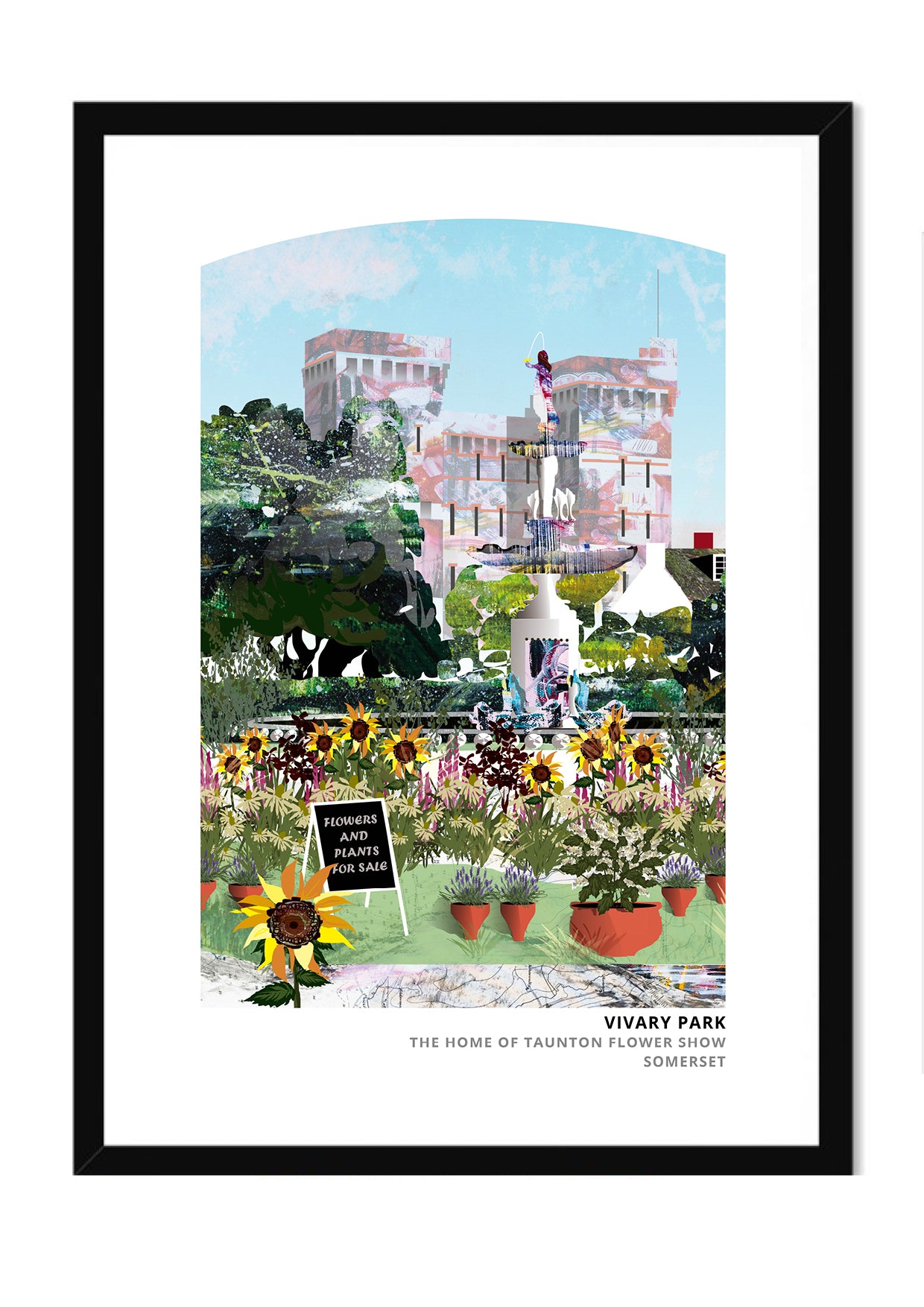 Vivary Park, Taunton art print by Vicki Shortt, the park that hosts the town flower show, in a black frame