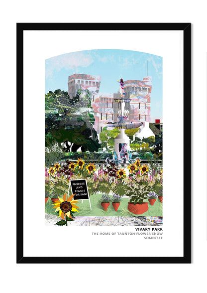 Vivary Park, Taunton art print by Vicki Shortt, the park that hosts the town flower show, in a black frame