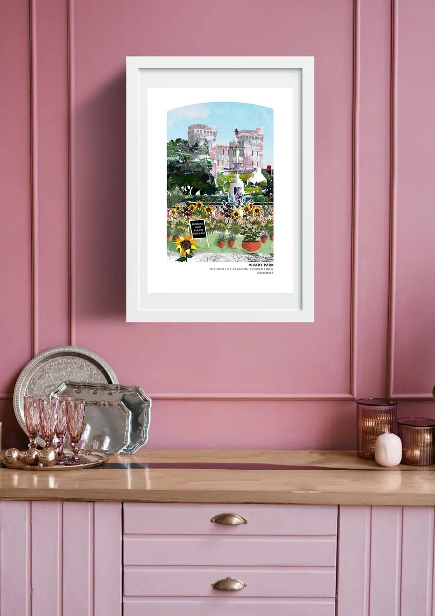Vivary Park, Taunton art print by Vicki Shortt, the park that hosts the town flower show, framed in a room setting