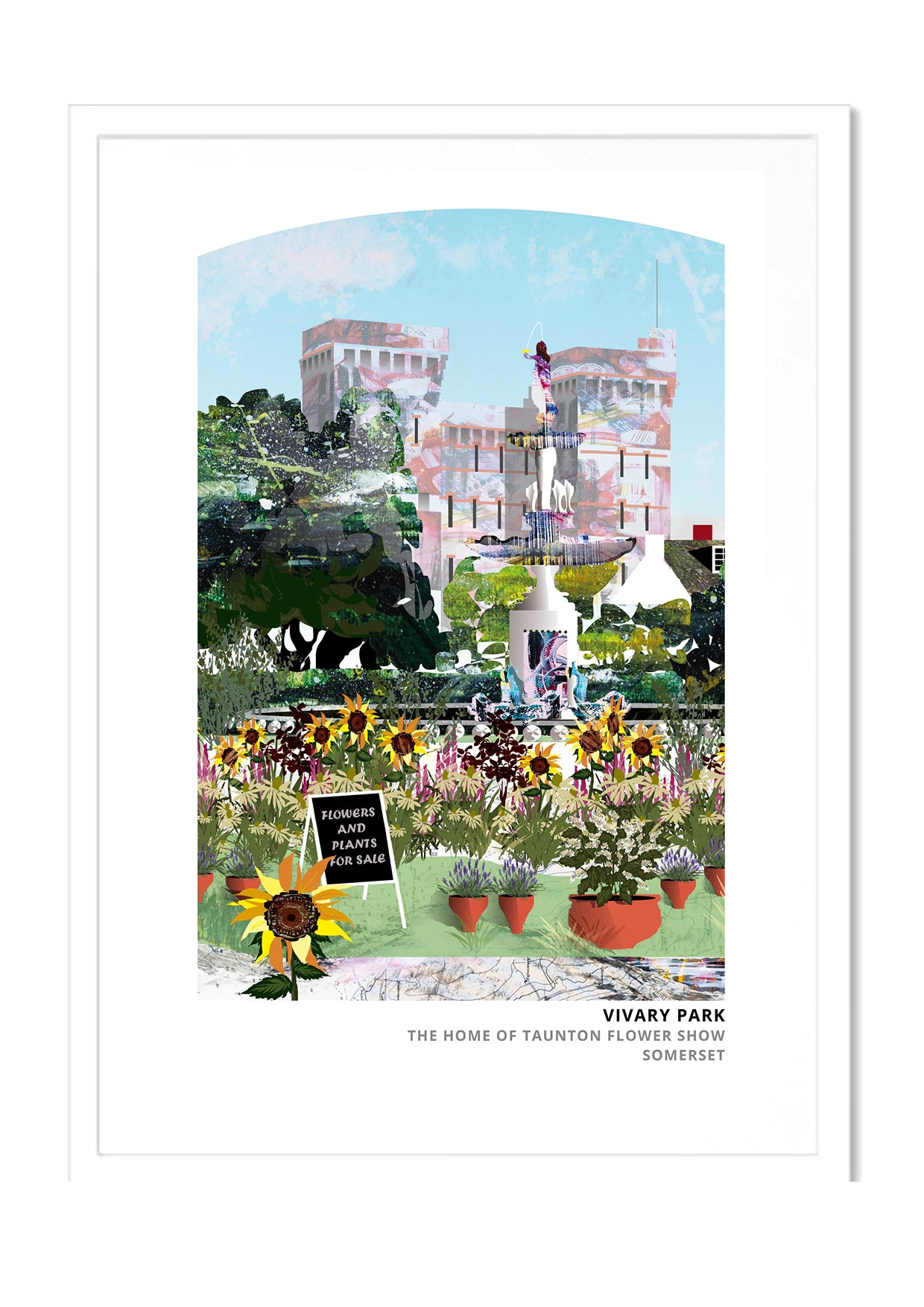 Vivary Park, Taunton art print by Vicki Shortt, the park that hosts the town flower show, in a white frame