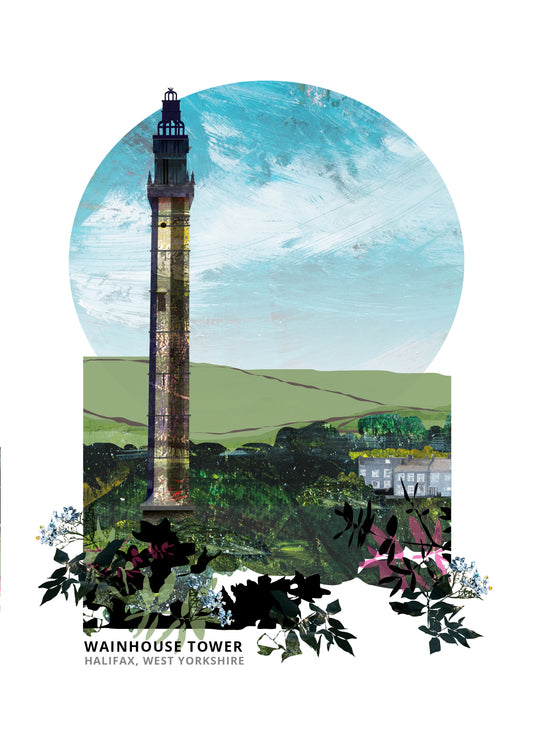 Wainhouse Tower art print by Vicki Shortt, the ornate Victorian folly tower above Halifax, West Yorkshire
