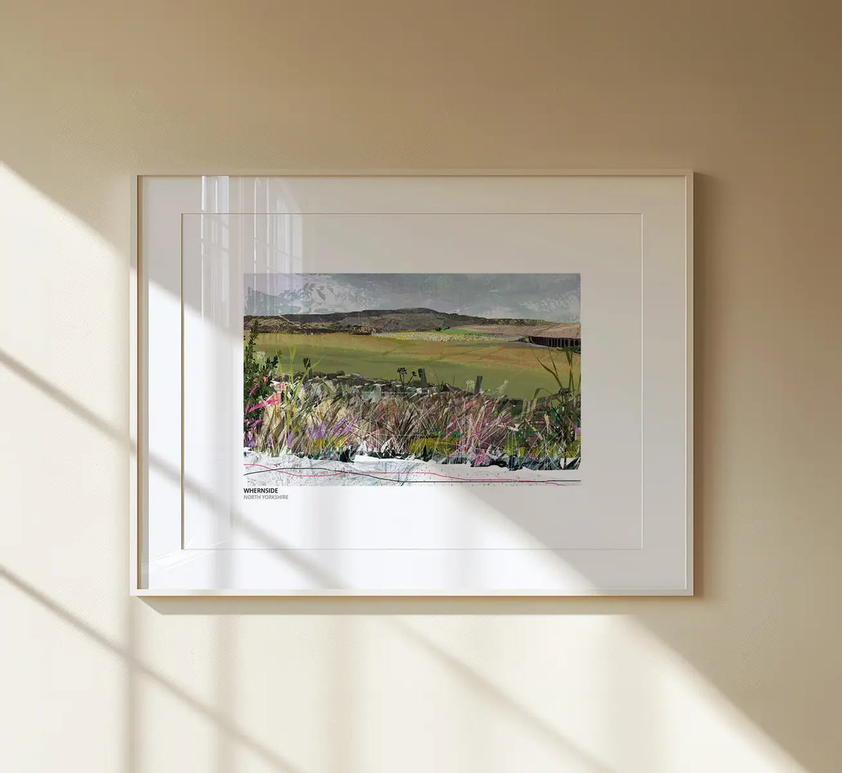 Whernside art print by Vicki Shortt, the long whaleback ridge of Yorkshire's highest peak, framed in a room setting