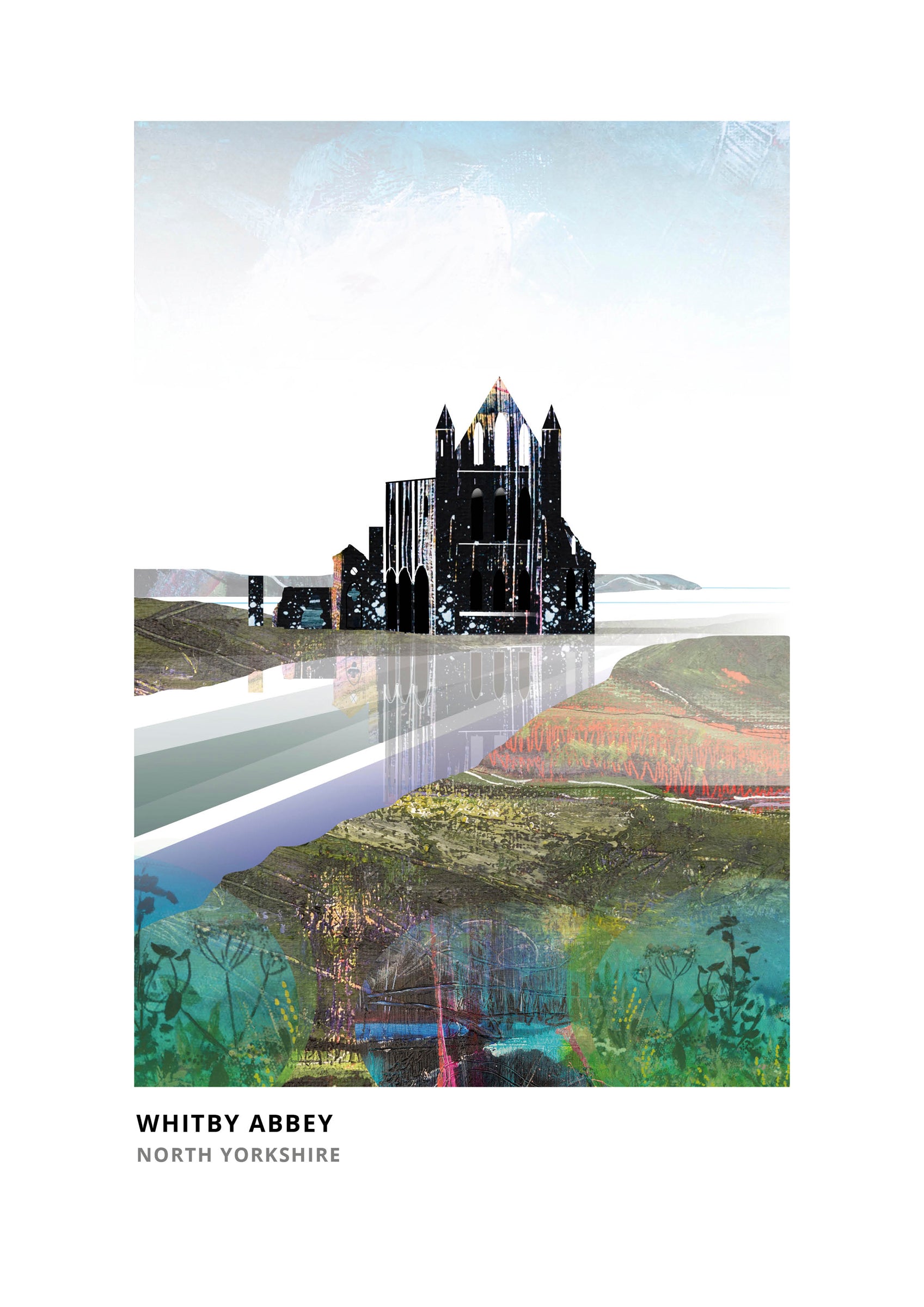 Whitby Abbey art print by Vicki Shortt, the abbey ruins on the East Cliff above Whitby, North Yorkshire