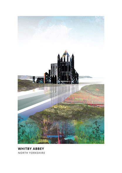 Whitby Abbey art print by Vicki Shortt, the abbey ruins on the East Cliff above Whitby, North Yorkshire