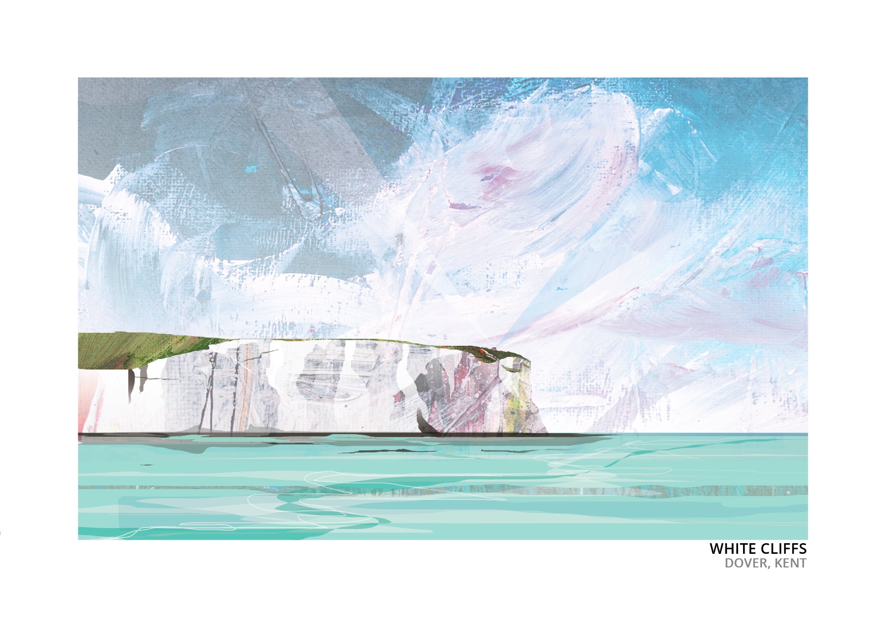 White Cliffs of Dover art print by Vicki Shortt, the chalk cliffs rising above the Kent coast at Dover