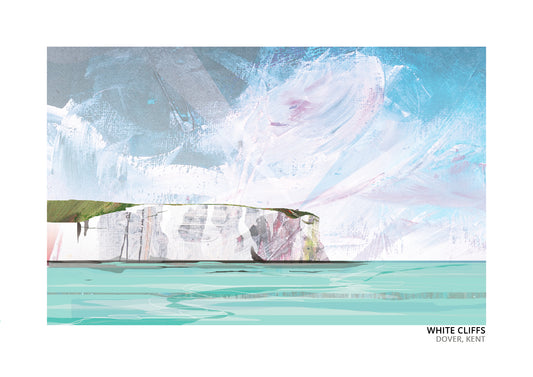 White Cliffs of Dover art print by Vicki Shortt, the chalk cliffs rising above the Kent coast at Dover