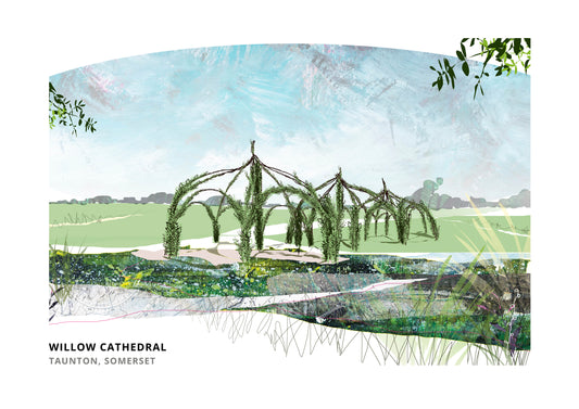 Willow Cathedral, Taunton art print by Vicki Shortt, the living willow structure planted in the park