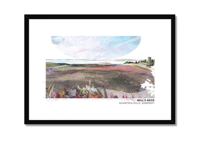 Will's Neck art print by Vicki Shortt, the highest point of the Quantock Hills in Somerset, in a black frame