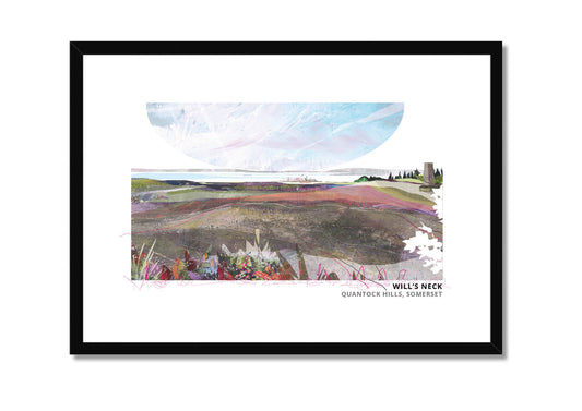 Will's Neck art print by Vicki Shortt, the highest point of the Quantock Hills in Somerset, in a black frame