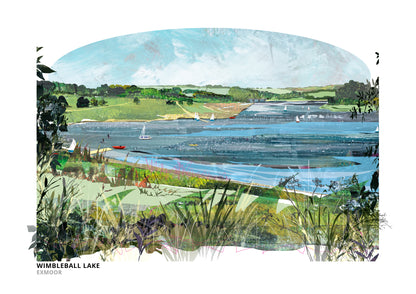Wimbleball Lake art print by Vicki Shortt, the reservoir set in the hills of Exmoor, Somerset