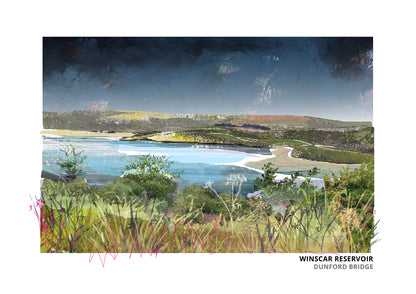 Winscar Reservoir art print by Vicki Shortt, the reservoir at Dunford Bridge, South Yorkshire