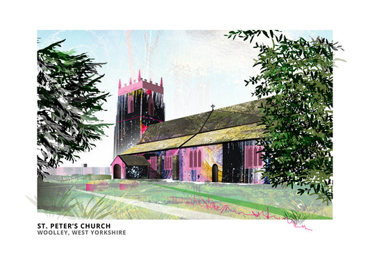 Woolley Church art print by Vicki Shortt, St Peter's Church at Woolley, West Yorkshire
