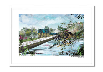 Worsbrough Mill art print by Vicki Shortt, the working water mill at Worsbrough, Barnsley, in a white frame
