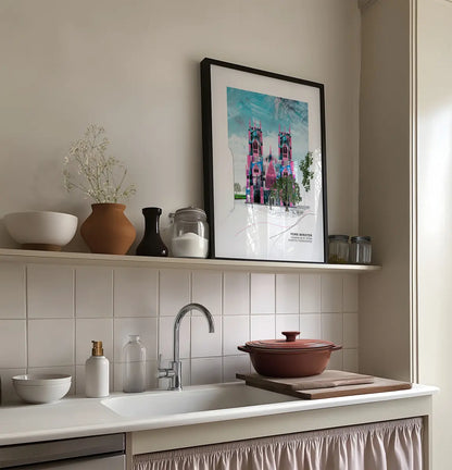 York Minster art print by Vicki Shortt, the Gothic cathedral at the heart of York, framed in a room setting